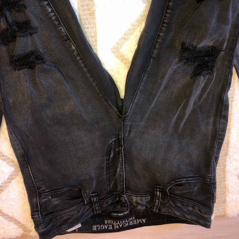 Black ripped American Eagle jeggings